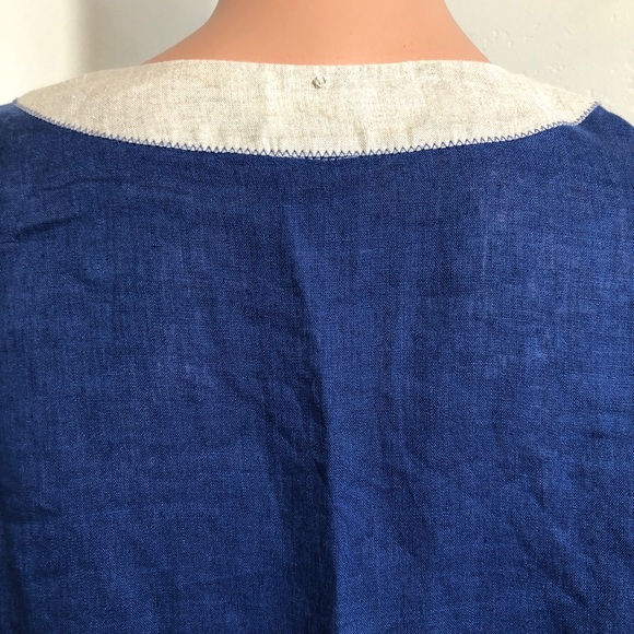Max Mara Leisure 10 M Tunic Top Navy Blue Linen - Picture 5 of 6